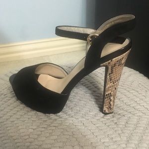 Snake print platform heels